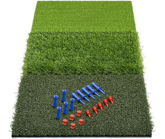 SAPLIZE Foldable Heavy-Duty Golf Hitting Mat, Practice Mat with 10mm EVA Rubber Backing, Larger Size for Indoor/Outdoor Swing and Chipping Practice, Anti-Deformation
