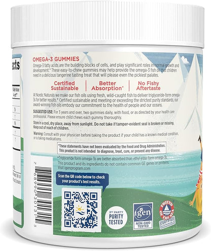 Nordic Naturals Nordic Omega-3 Gummies, Tangerine - 120 Gummies - 82 mg Total Omega-3s with EPA & DHA - Non-GMO - 60 Servings