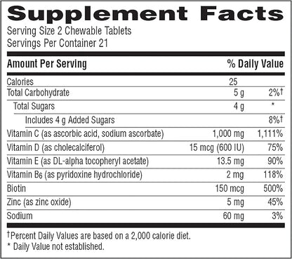 Emergen-C Immune+ Chewables 1000mg Vitamin C with Vitamin D Tablet, Immune Support Dietary Supplement for Immunity, Orange Blast Flavor - 42 Count