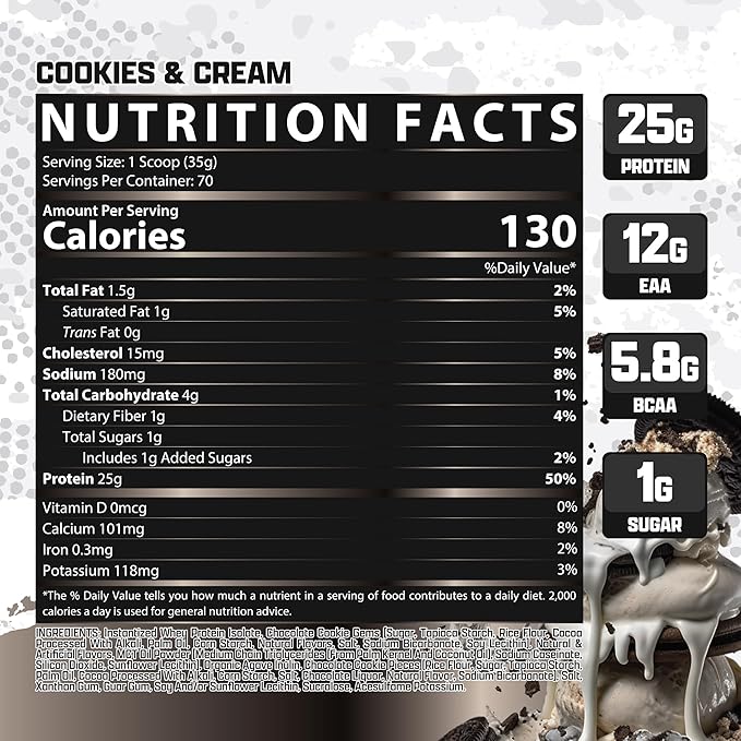 Nutrex Research IsoFit Whey Protein Powder Instantized 100% Whey Protein Isolate (70 Servings, Cookies & Cream)
