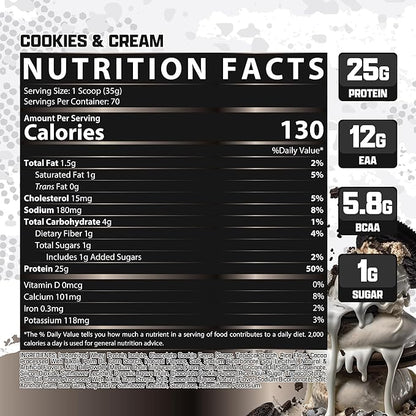 Nutrex Research IsoFit Whey Protein Powder Instantized 100% Whey Protein Isolate (70 Servings, Cookies & Cream)