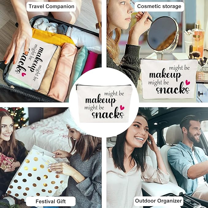 Might Be Makeup Might Be Snakes Funny Makeup Bag Gift for Women Inspirational Cosmetics Pouch for Purse Travel Bag Cases for Toiletries Accessories Organizer