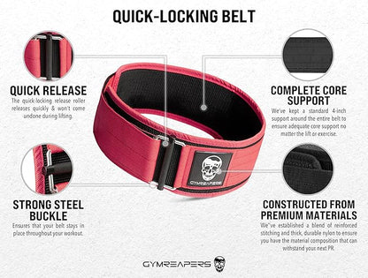 Gymreapers Quick Locking Weightlifting Belt for Bodybuilding 4 Inch