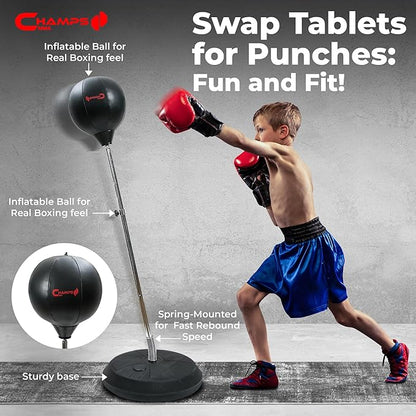 Champs MMA Boxing Freestanding Reflex Bag Dummy, Punching Bag with Stand and Gloves Set, Exercise Equipment for Agility, Hand-Eye Coordination Workout Kit