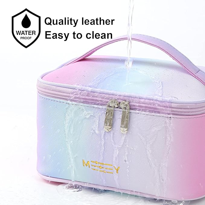 KITENROM Makeup Bag Preppy Cosmetic Bag Small for Women Toiletry Bags Pouch Organizer Rainbow Gradient Pink