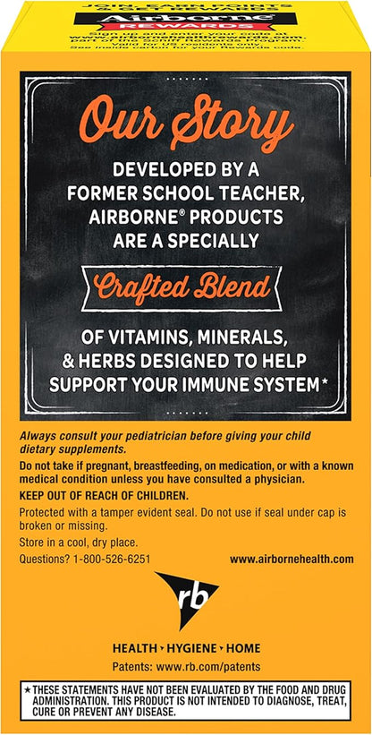 Airborne 1000mg Vitamin C Chewable Tablets with Zinc, Immune Support Supplement with Powerful Antioxidants Vitamins A C & E - 96 Chewable Tablets, Very Berry Flavor