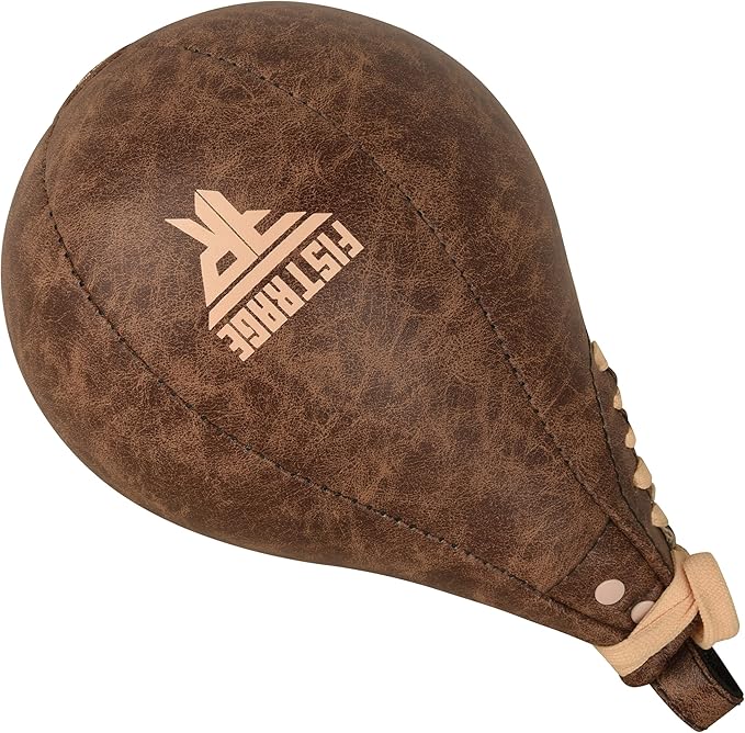 FISTRAGE Speed Bag Boxing Ball Leather MMA Muay Thai Training Punching Dodge Striking Kit with Free Hanging Swivel Workout Speedball Kicking Platform Equipment