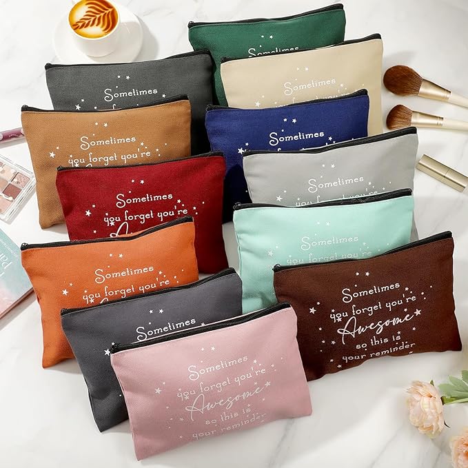 Sieral 24 Pcs Inspirational Makeup Bag Appreciation Nurse Gift for Women You're Awesome Cosmetic Bags Employee Motivational Gifts for Coworkers Teacher Mom Assistant Nurse (Classic Color)
