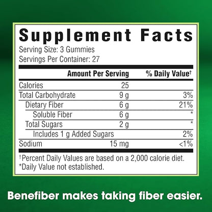 Benefiber Prebiotic Fiber Supplement Gummies for Digestive Health, Assorted Fruit Flavor - 81 Count