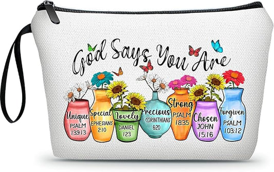 Christian Gifts for Women,God Says You Are Cosmetic Bag,Bible Study Supplies,Bible Accessories Women,Makeup Bag for Purse,Inspirational Gifts for Women,Womens Christmas Gifts,Faith Based Gifts