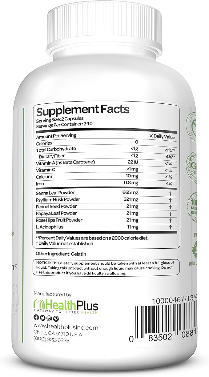 Health Plus Super Colon Cleanse: 10-Day Cleanse -Detox | 12 Cleanses, 480 Count (Package may vary)