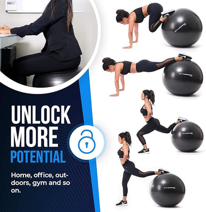 Exercise Ball – Extra Thick Eco-Friendly & Anti-Burst 2200lbs, Stability