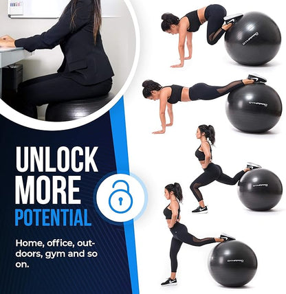 Exercise Ball – Extra Thick Eco-Friendly & Anti-Burst 2200lbs, Stability