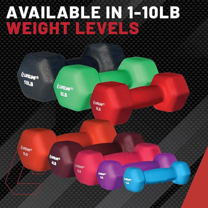Lifeline Fitness Neoprene Dumbbell Weights - Premium Quality Equipment for Home Gym - Multiple Weight Options