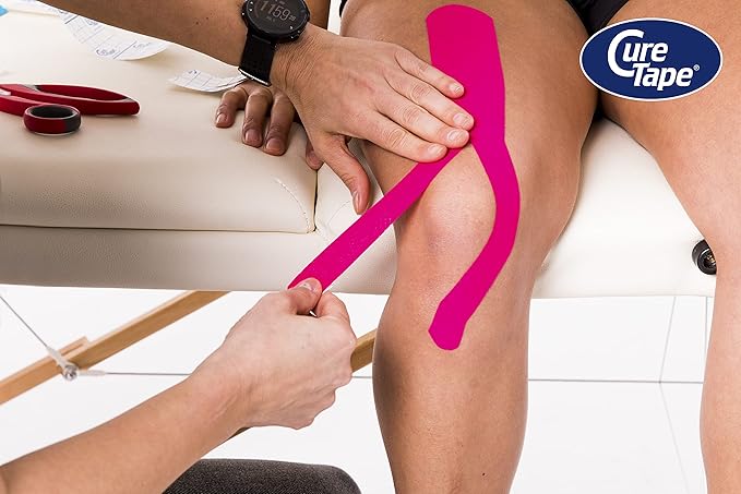CureTape Sports | Kinesiology Tape for Muscle & Joint Pain | Elastic Therapeutic Tape | Waterproof Athletic Tape | Medical K Tape | 30% Stronger Adhesion | Pink | 2inx16ft | (Pack of 1)