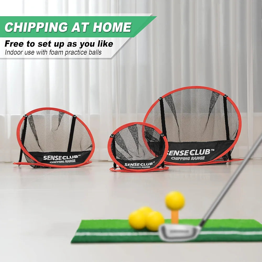 Foldable Chipping Net with Mat & Balls, Indoor Golf Practice Chipping Target, Backyard Golf Game & Gifts