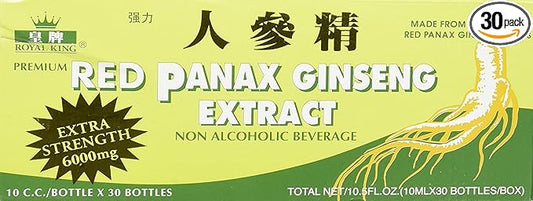 Royal King Red Panax Ginseng Extract 6000mg, 0.33 Fl Oz (Pack of 30)