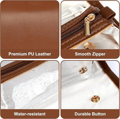 Travel Makeup Organizer Bag, Foldable Toiletry Bag with Detachable Pouches, Large Capacity 4-in-1 Roll-Up Cosmetic Storage with Handle for Women