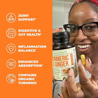 Turmeric Supplement and Ginger Root Joint Support Supplement - Turmeric Curcumin Supplement 95% Curcuminoids. Contains Organic Turmeric with Black Pepper (Bioperine) for Max Absorption. 2 Pack
