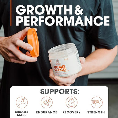 Genius Muscle Builder & Mass Gainer, Strawberry Vanilla - 100% Natural Anabolic Activator Supplement for Men & Women - Weight Gainer for Lean Muscle Growth & Bodybuilding