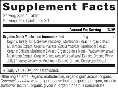 Ancient Nutrition Mushroom Supplement, Organic Multi Mushroom Immune Support Tablet, Supports Stress Response, Gluten Free, Paleo and Keto Friendly, 30 Count