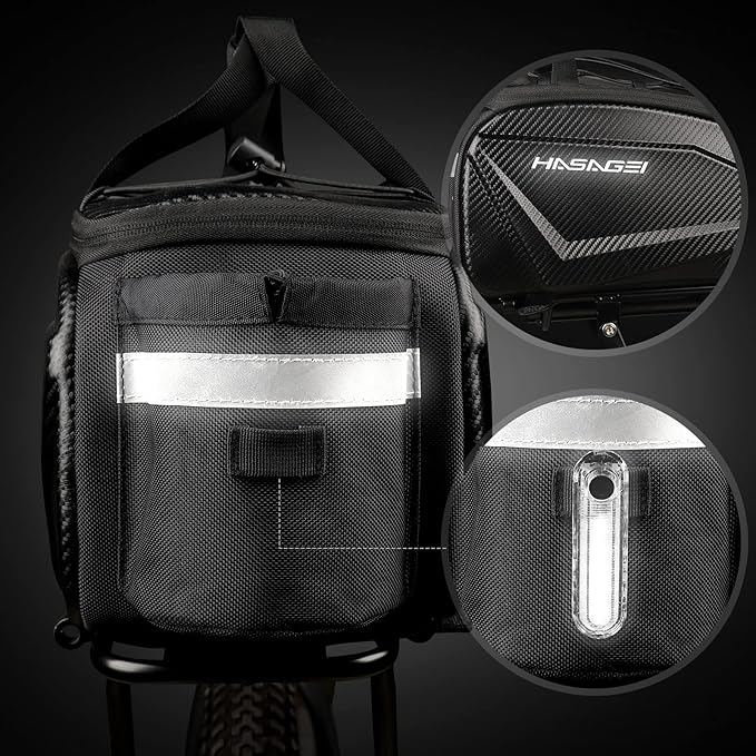 Bike Bag,Bicycle Bag,Bike Rack Bag,About 9L Big Capacity,Waterproof,Toolless Installation,Durable,With Portable Strap & Rain Cover Bike Trunk Storage Travel Bag Panniers