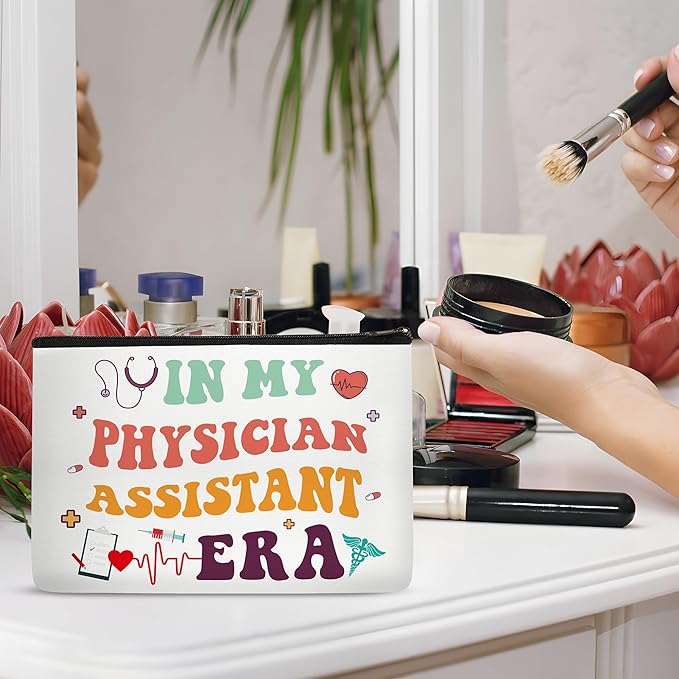 In My Physician Assistant Era Medical Students Graduation Gift Makeup Bag Canvas Cosmetic Bags with Zipper Portable Travel Organizer Pouch for Nurse Doctor Medical PA Bag