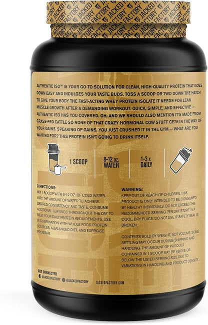 Authentic ISO Grass Fed Whey Protein Isolate Powder - Low Carb, Non-GMO Muscle Building Protein w/ No Fillers, Mixes Perfectly for Post Workout Recovery, Vanilla Oatmeal Cookie - 2LB, 30 SV
