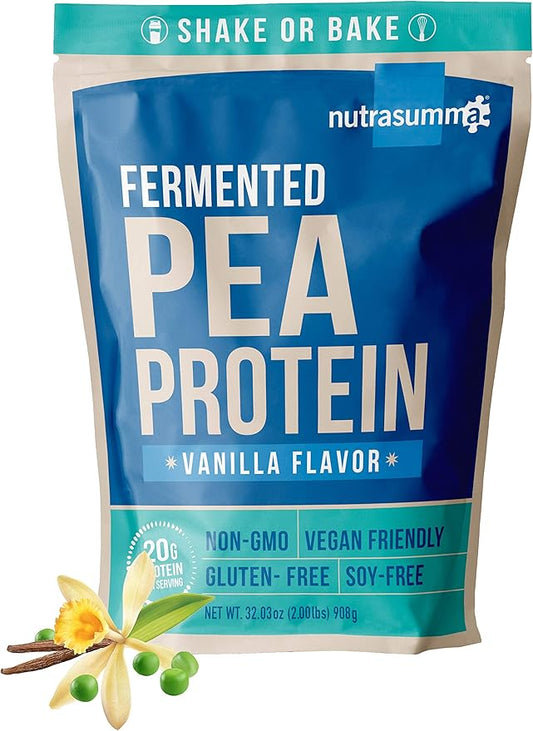 Pea Protein Powder, Vanilla Vegan Protein Powder, 100% Plant Based Protein Powder, No Artificial Sweeteners, Non-GMO, Gluten Free & Soy Free, 2 LB Protein Powder No Bloating