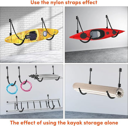 Kayak Storage,Kayak Wall Mount,Heavy Duty Steel Kayak Storage Rack Holds Up to 100 LBS with EVA Protector for Hanging Bicycle Surfboard Snowboard(6 Color,2 Style)
