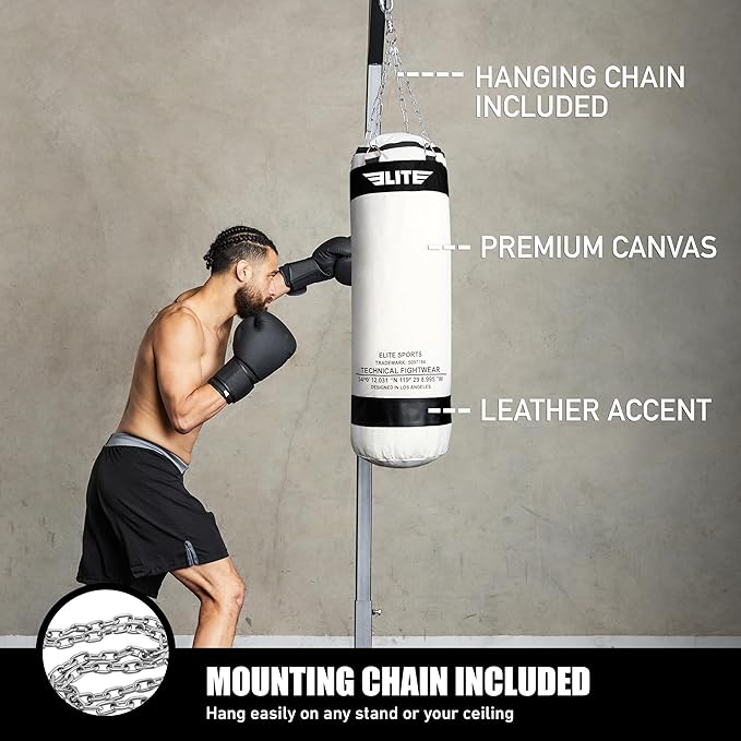 Canvas Punching Bags MMA Muay Thai Kickboxing Training Boxing Punching Bag with Chains - UNFILLED