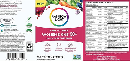 Rainbow Light Multivitamin for Women 50+, Vitamin C, D & Zinc, Probiotics, Women’s One 50+ Multivitamin Provides High Potency Immune Support, Non-GMO, Vegetarian, 150 Tablets