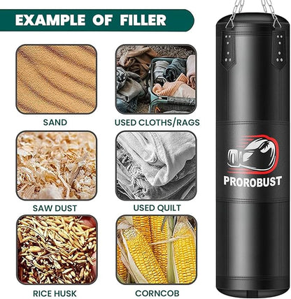 Prorobust Punching Bag for Adults, Red 4ft Oxford Heavy Boxing Bag Set with 12 oz Gloves for MMA Kickboxing Boxing Karate Home Gym Training (Unfilled)