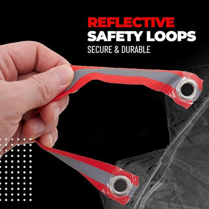 PRO BIKE TOOL Bicycle Cover Transparent PVC 0.15mm Thick, Reflective Safety Loops, Chain Hole Rings, Adjustable Buckle Strap, XL Size
