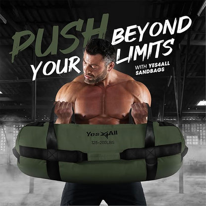 Yes4All Sandbags for Working Out, Adjustable Sand Bags for Weight Training with Handles, Multiple Colors & Sizes 5-200lbs