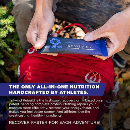 Tailwind Nutrition Recovery Mix, Complete Protein, Carbohydrates, and Electrolytes Powder Drink Mix for Post-Workout, Free of Gluten, Soy, and Dairy, Vegan, 15 Servings, Vanilla