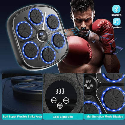 Smart Music Boxing Machine for Adults and Kids, Wall-Mounted Interactive Trainer with LED Display, 9 Modes & 9 Speeds, Perfect for Home Fitness and Stress Relief