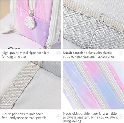 CICIMELON Large Capacity Pencil Case 3 Compartment Pouch Pen Bag for School Teen Girl Boy Men Women (Meteor)