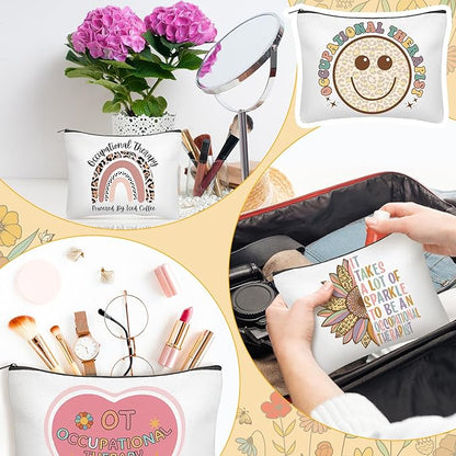 Kacctyen 10 Pcs Occupational Therapy Appreciation Gifts Makeup Bag OT Month Cosmetic Canvas Bags Travel Organizer for Occupational Therapy Month Party Favors Supplies