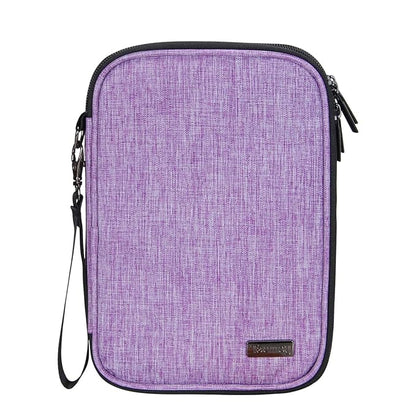 Teamoy Travel Makeup Brush Case(up to 8.8"), Professional Makeup Train Organizer Bag with Handle Strap for Makeup Brushes and Makeup Essentials-Medium, Purple(No Accessories Included)