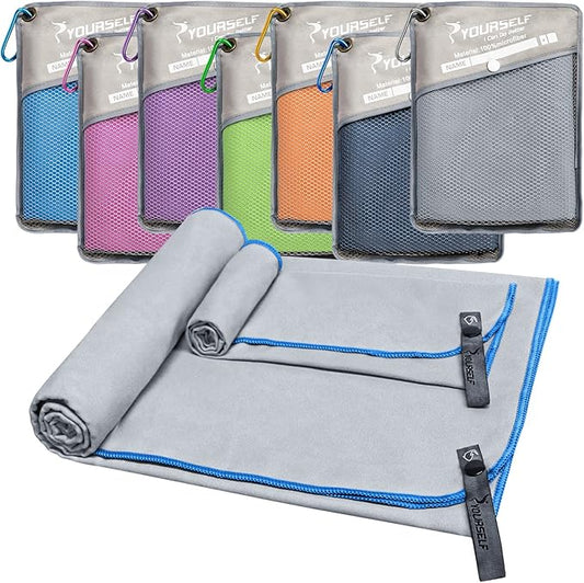 SYOURSELF 2 Pack Microfiber Camping Towel (XL:72"x32"+12"x24")