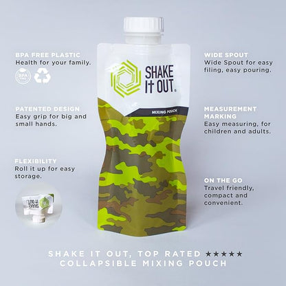 Collapsible Shaker Bottle for Protein Shakes, Supplements - 12 Ounce Reusable, Recyclable, Travel Bottle
