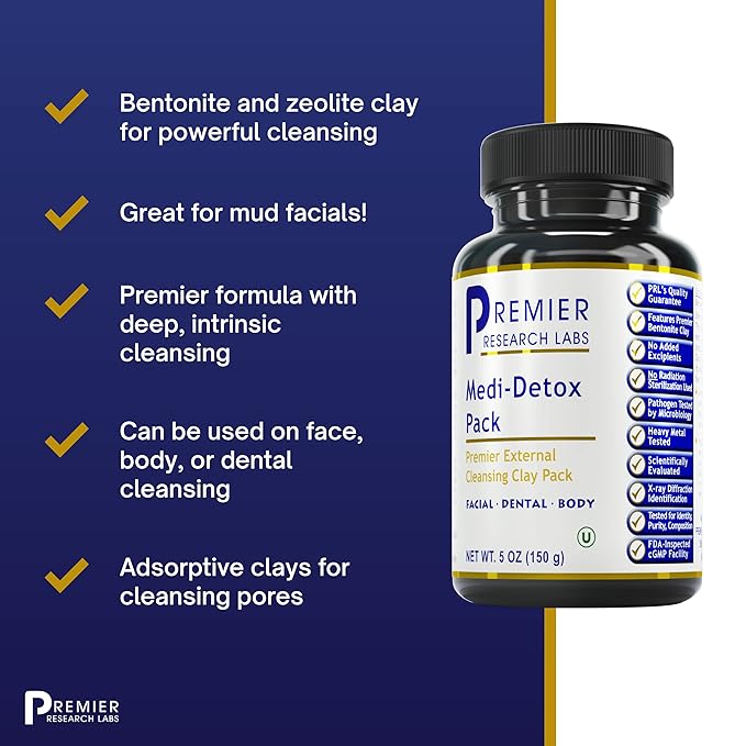 Premier Research Labs Medi-Dental Pack - Detoxifying Volcanic Clay - Dental & Body Cleansing - With Calcium Smectites Silica & Mineral Oxides - 5 oz