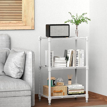 450 lbs Wire Storage Shelving 3-Tier Utility Shelving Unit Steel Organizer Wire Rack for Home,Kitchen,Office,White (11.8" D x 17.7" W x 26.3" H)