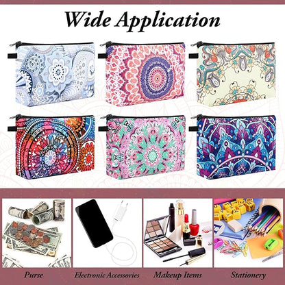 Kajaia 30 Pcs Makeup Bags Bulk Cosmetic Bag Graduation Gifts Mandala Flower Pouches Portable Zipper Makeup Pouch Waterproof Travel Toiletry Bag for Women Teacher Birthday Thanksgiving Christmas Gifts