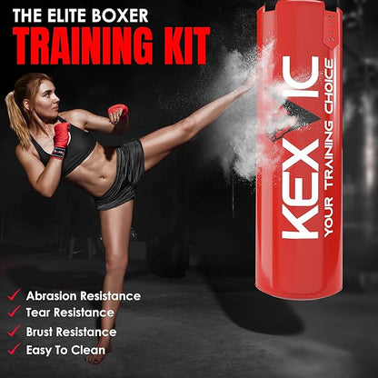 Punching Bag for Adults 4FT- Premium Heavy Duty Boxing Bag Set with 12OZ Boxing Gloves –Unfilled Hanging Kickboxing Bag for MMA, Karate, Judo, Muay Thai and Self Defense Training