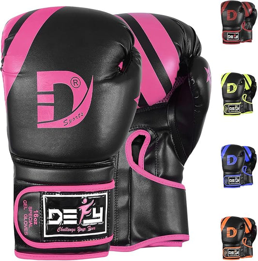 DEFY Marvelous Boxing Gloves for Men & Women Training Muay Thai Kick Boxing Leather Sparring Heavy Bag Workout MMA Gloves