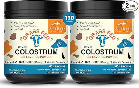 Sandhu's Pure Bovine Colostrum 130 Servings for Humans | Unflavored | Supports Immune Health