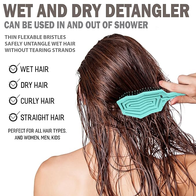 Fiora Naturals Hair Detangling Brush -100% Bio-Friendly Hair Detangler Brush w/Ultra-soft Bristles- Glide Through Tangles with Ease - For Curly, Fine, Women, Men, Kids, Toddlers, Wet and Dry Hair