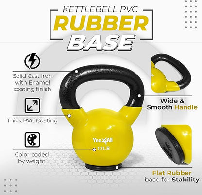 Yes4All Kettlebells Rubber Base (10-65 lbs)